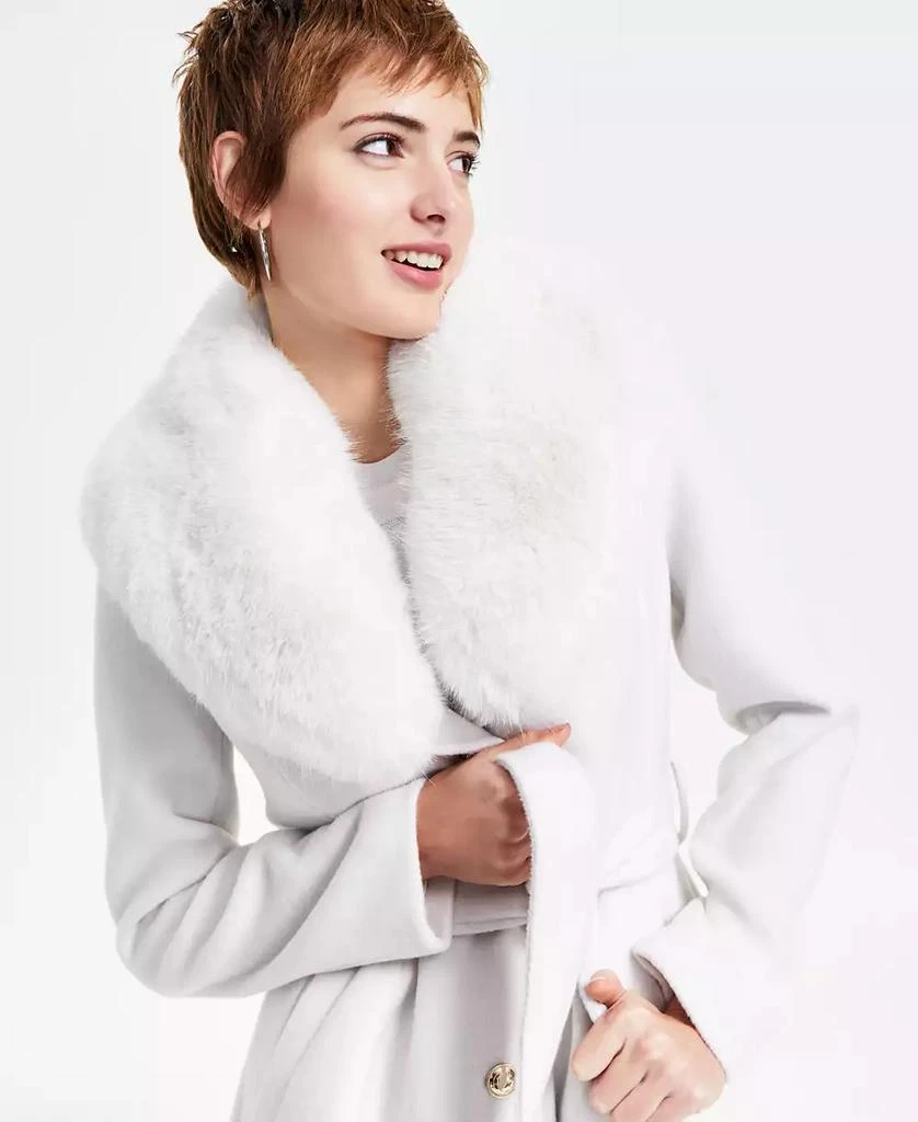 GUESS Women's Eve Faux-Fur-Collar Belted Coat 3