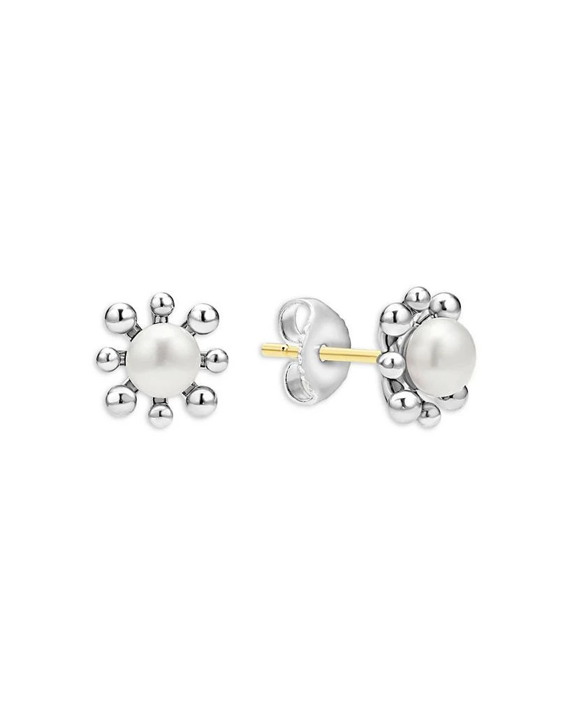 LAGOS Sterling Silver Luna Cultured Pearl Fleur Stud Earrings 3