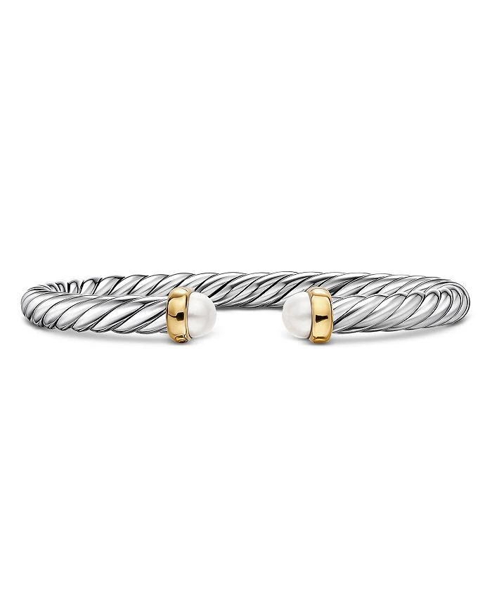 David Yurman Cable Flex® Bracelet in Sterling Silver with 14K Yellow Gold and Pearls, 6mm