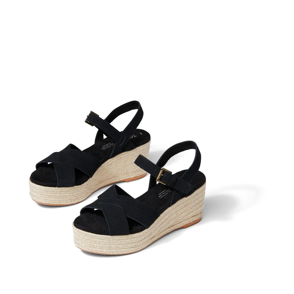 TOMS Shoes Willow Platform Sandal Black Suede 2
