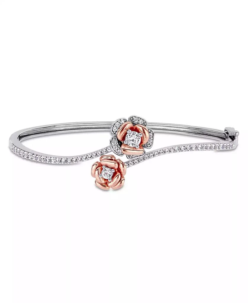 Macy
s Created White Sapphire (1 1/2 ct. t.w.) Rose Swirl Bangle in Two-Tone Sterling Silver