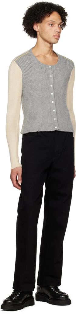 Eckhaus Latta Gray & Off-White Crewneck Cardigan 4