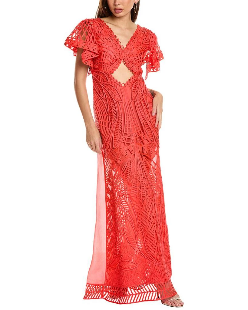 chinese dress ladies Long silk gown with metallic embroidery