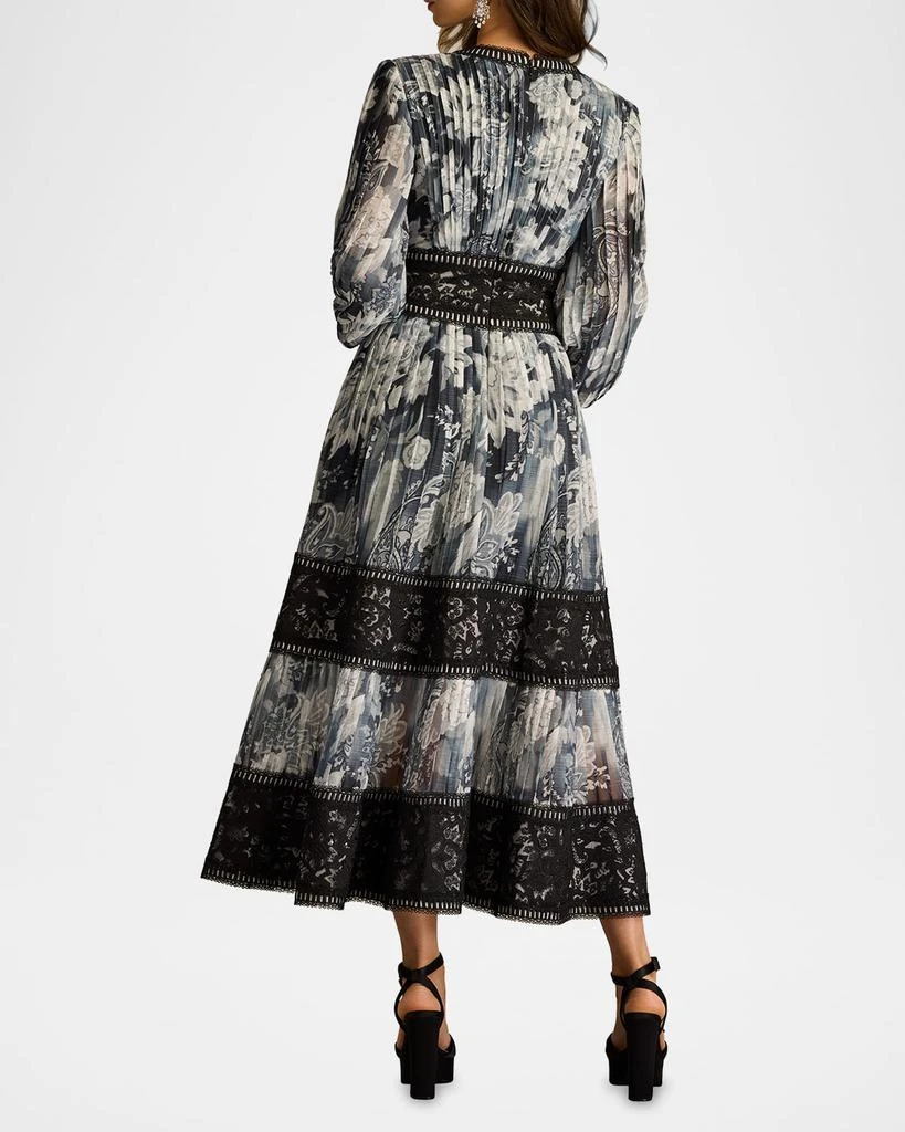Tadashi Shoji Pleated Lace Tiered Floral-Print Midi Dress 3