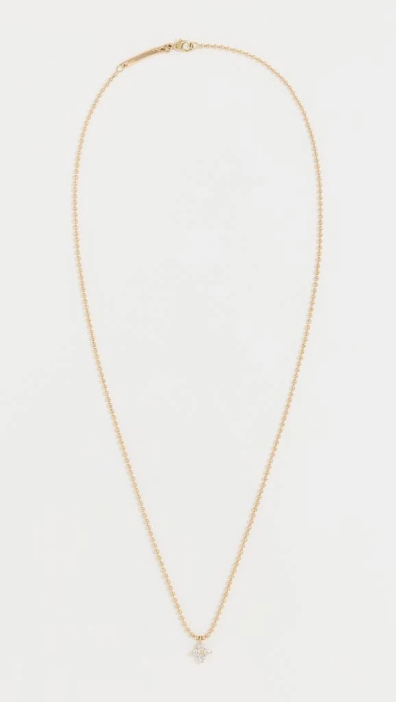 Zoe Chicco 14k Gold Quad Prong Set Diamond Pendant on Bead Chain Necklace 3