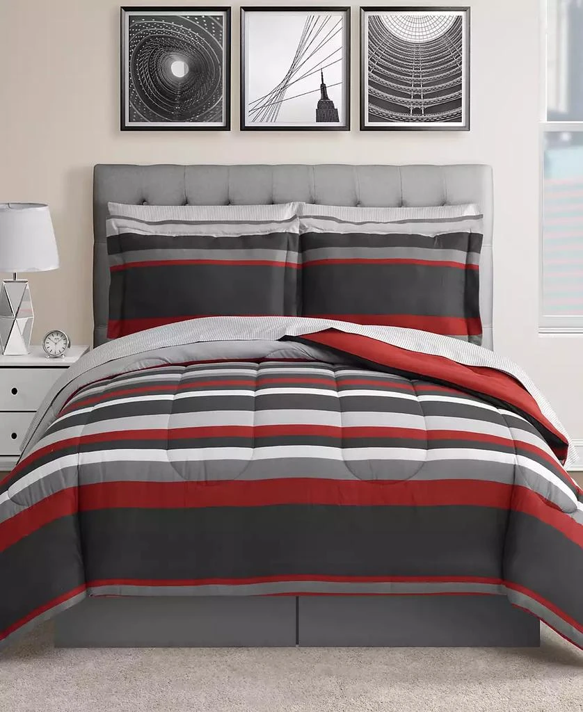 Fairfield Square Collection Austin Stripe/Solid Reversible 8 Pc. Comforter Set, Exclusively at Macy’s 1