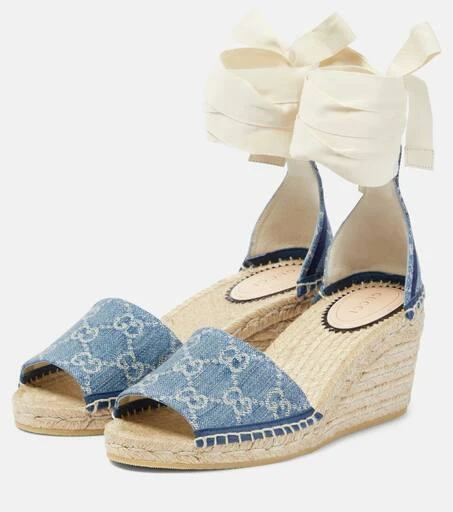 Gucci Pilar GG denim espadrille wedges 5