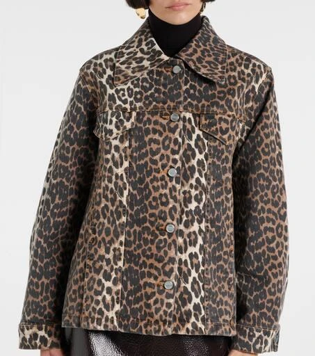 Ganni Leopard-print denim jacket 4