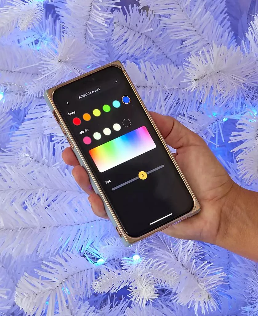 Seasonal Arctic Starburst Pine 7.5' 1584 PE, PVC Mixed Tips with 400 RGBW Application Controlled Lights, EZ-Connect Pole and Storage Bag 4