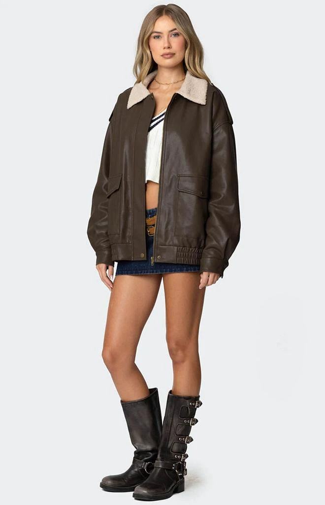Edikted Ann Oversized Faux Leather Jacket 4