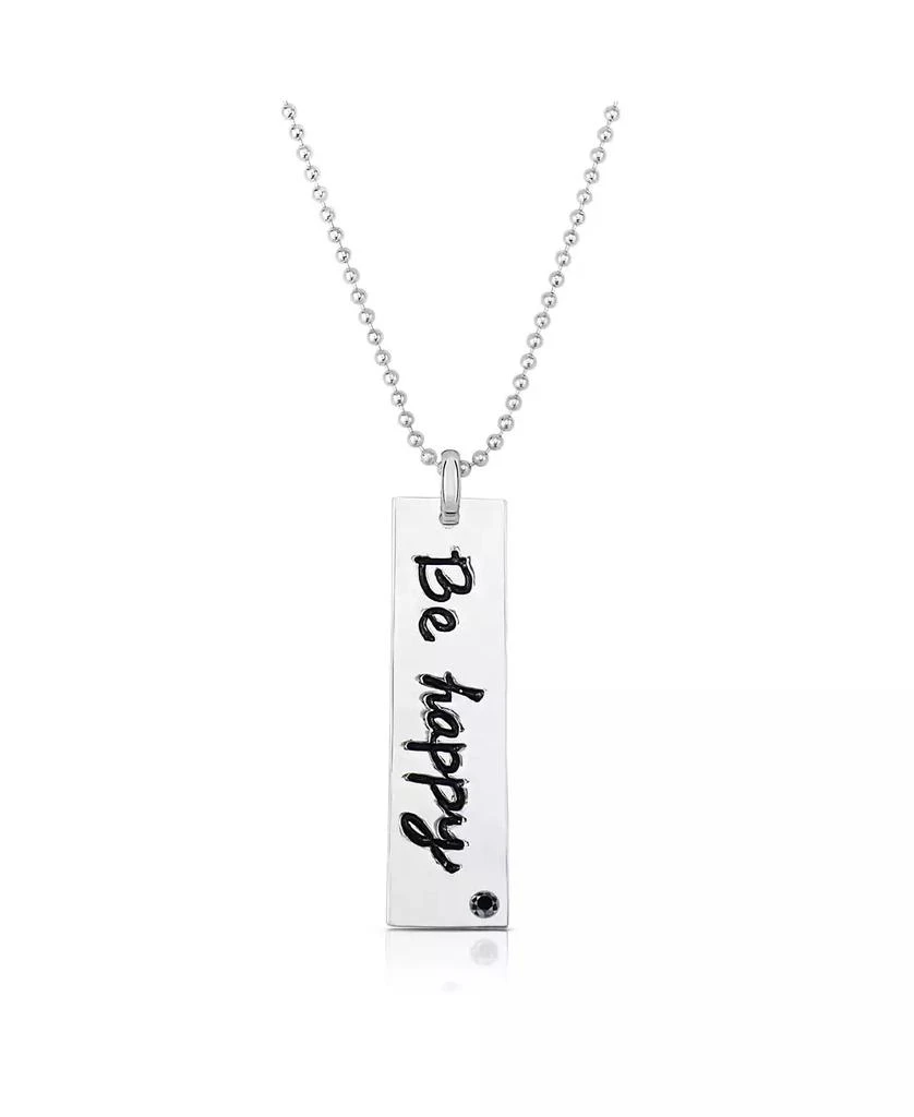 Rachel Glauber White Gold Plated "Be Happy" Pendant Necklace