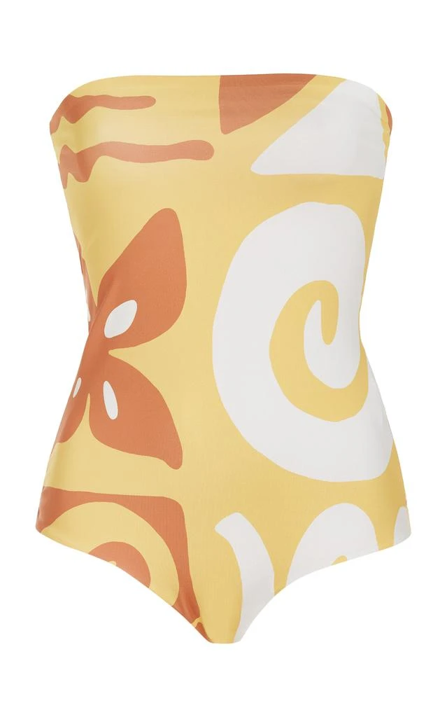 Cala de la Cruz Cala de la Cruz - Exclusive Alison Strapless One-Piece Swimsuit - Yellow - S - Moda Operandi 1