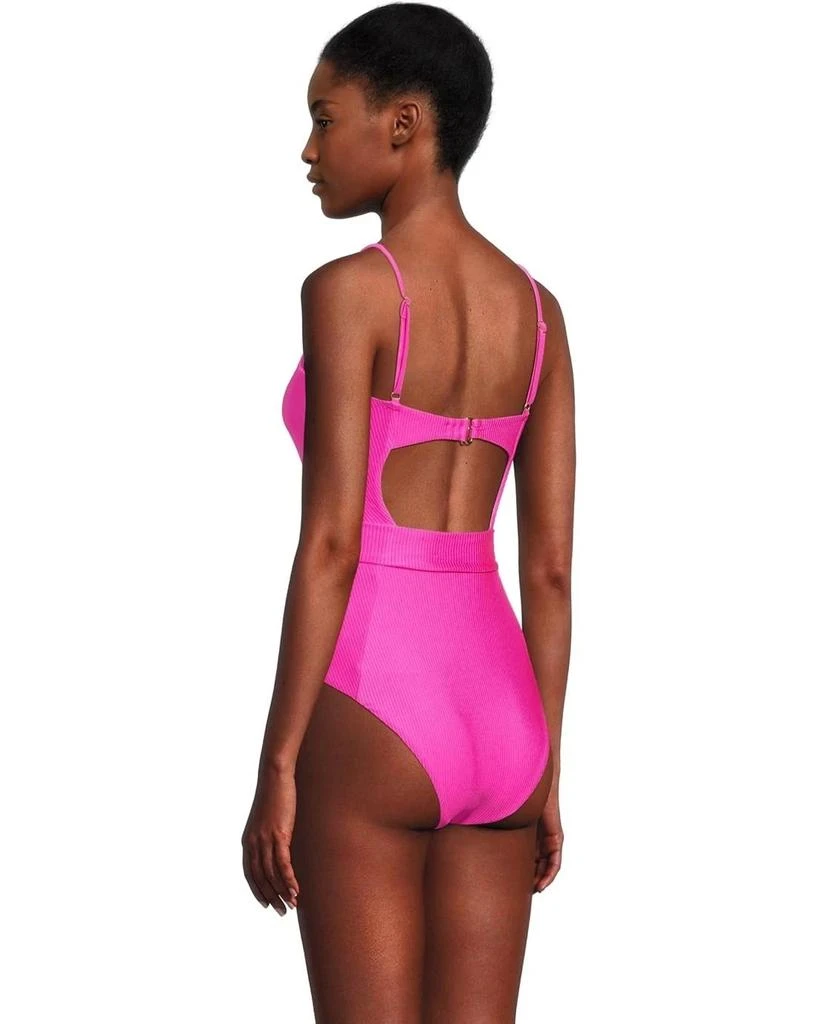 Becca Monte Carlo Makenna Rib Swimsuits Women's  Azalea One-Piece RED279 3