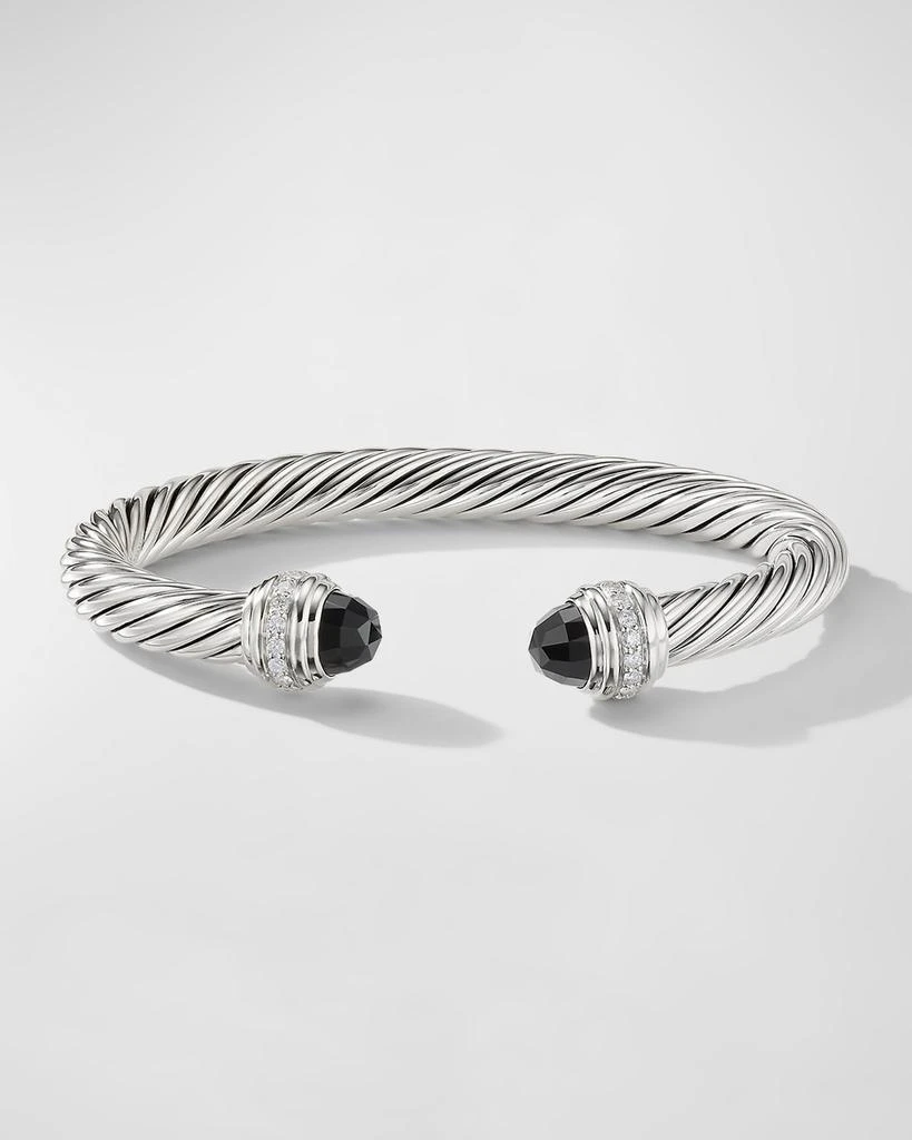 David Yurman Cable Bracelet with Gemstone and Diamonds in Silver, 7mm