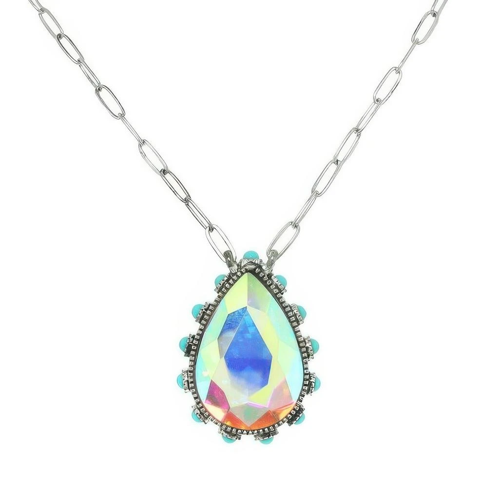 TRUEDAMES Western Teardrop Cut Gemstone Turquoise Necklace 7