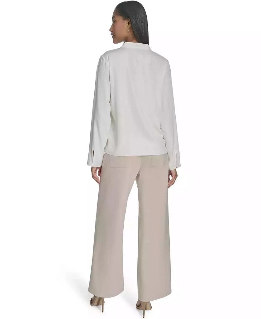 HALSTON Women's Banded V-Neck Long-Sleeve Blouse 2