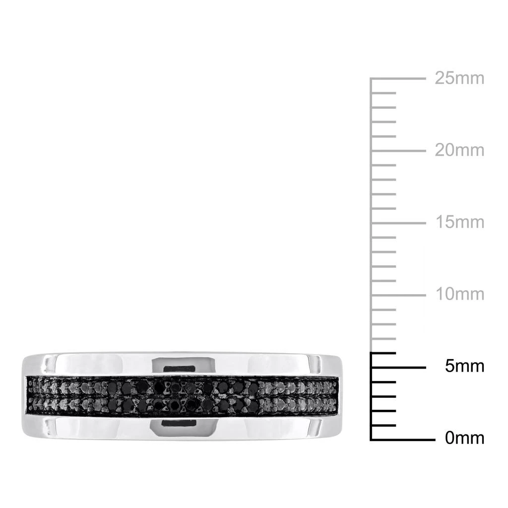 Mimi & Max 1/10ct TDW Black Diamond Men's Double Row Anniversary Band in Sterling Silver 3