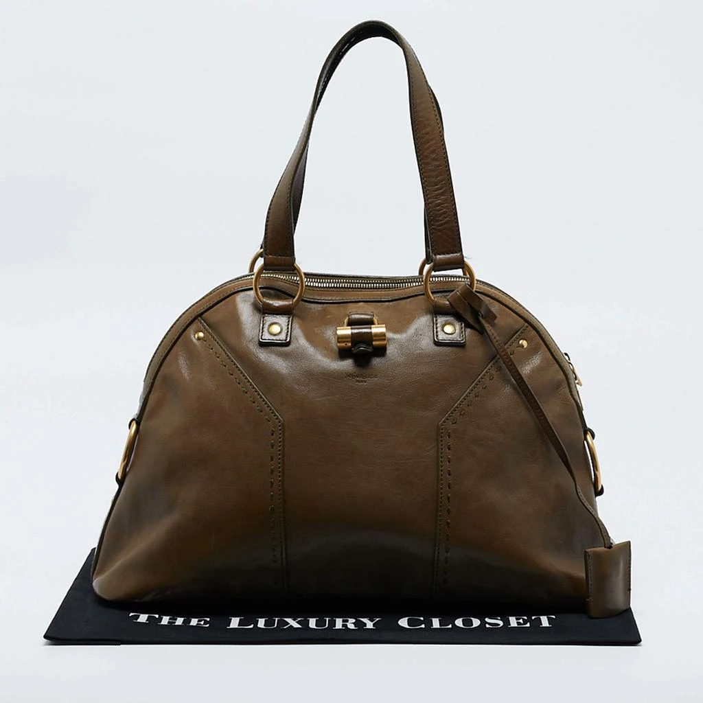 Yves Saint Laurent Yves Saint Laurent Olive Green Leather Large Muse Bag 20