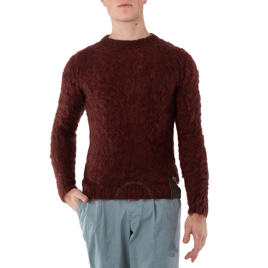 Kolor Men's Reddish Brown Contrasting-Trim Crew-Neck Jumper