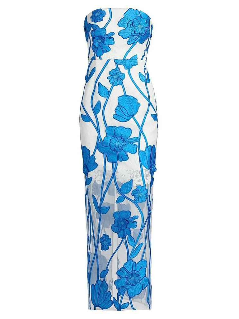sachin and babi light blue dress White Floral Embroidered Short Sleeve Round Neck Tiered Midi Dress main image 1