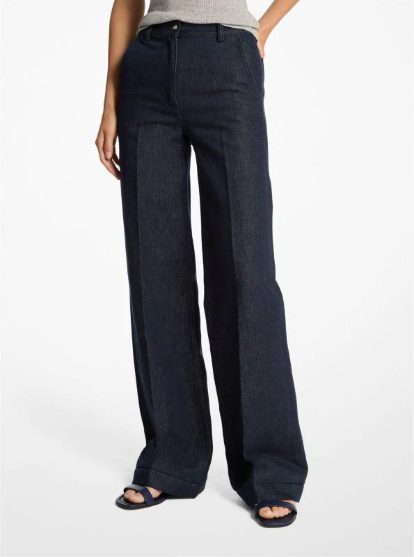 Michael Kors Linen Denim Wide-Leg Jeans 1