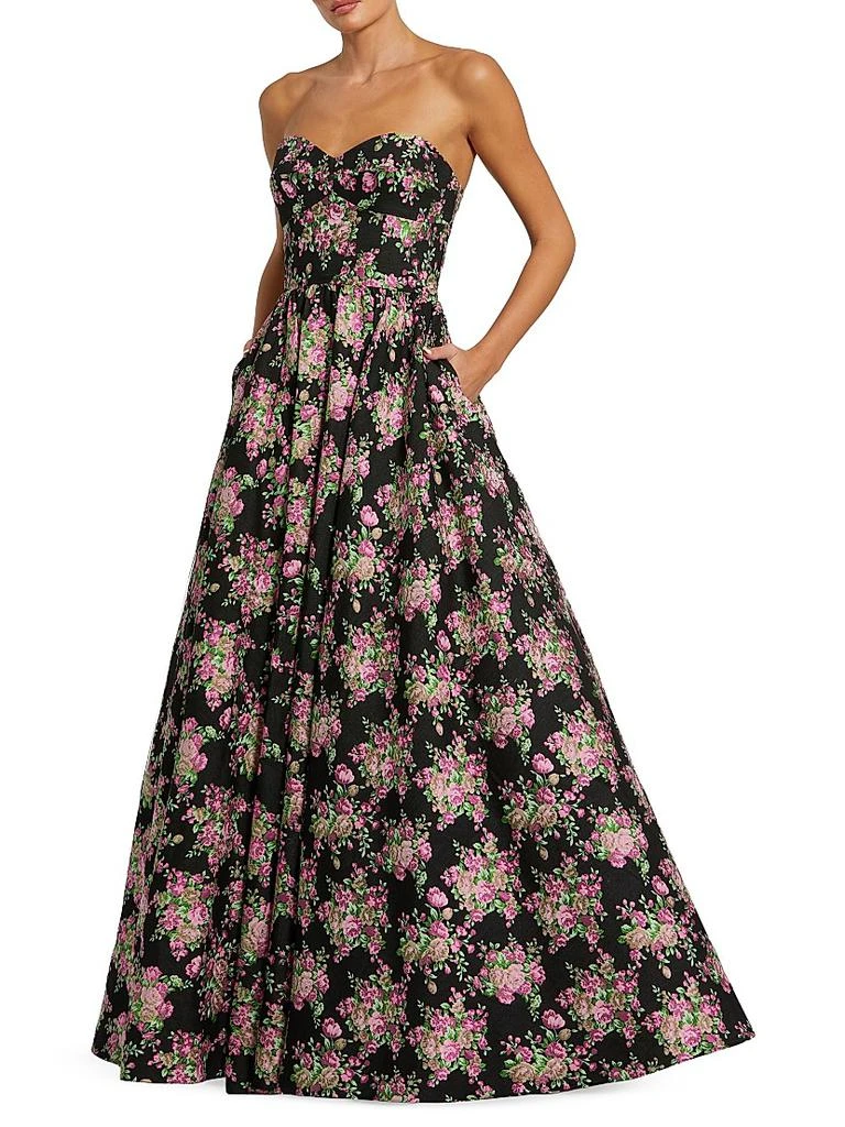 Mac Duggal Floral Brocade Strapless Ballgown 1