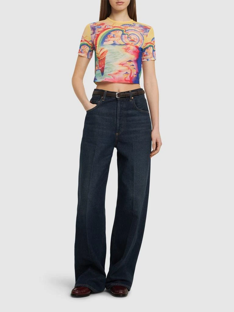 CASABLANCA Printed Mesh Cropped T-shirt 1