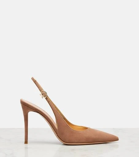 Gianvito Rossi Robbie 95 suede slingback pumps 4