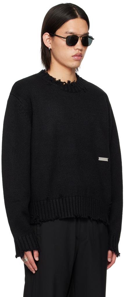 C2H4 Black Distressed Sweater