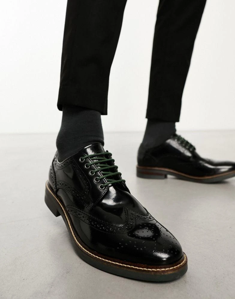 Base London Base London Woburn Hi-Shine Brogue Shoe in Black 1