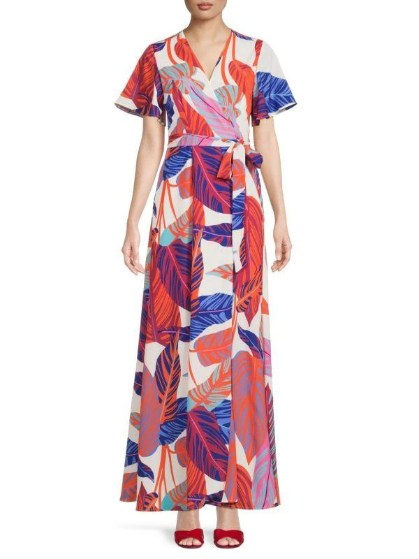 Hutch Leaf Print Maxi Wrap Dress 1