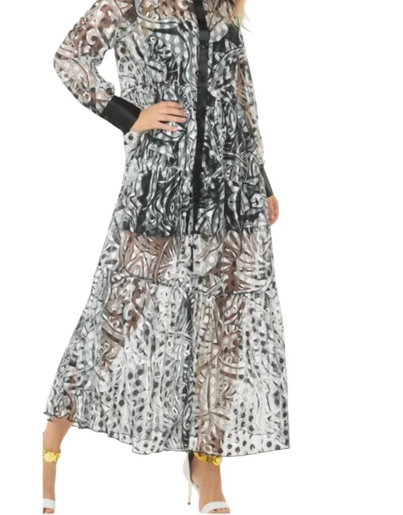 CQ by CQ Long Sleeve Sheer Dress In Black & White 1