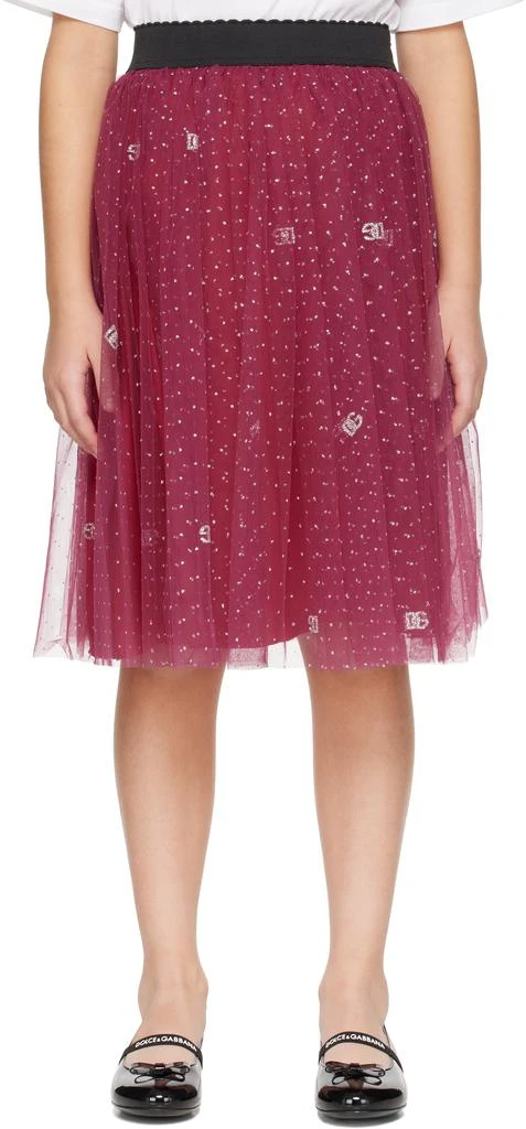 Dolce 
Gabbana Kids Purple Glittery-Print Tulle Skirt