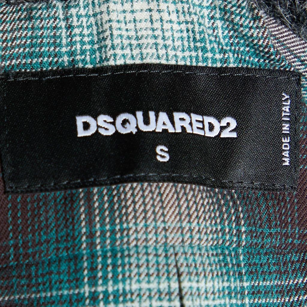 DSQUARED2 Dsquared2 Green Checkered Cotton & Knit Overlay Sleeveless Shirt S 4