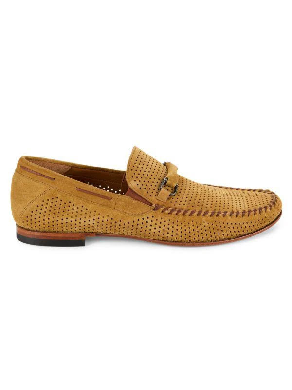 Shop Marcello Perforated Suede Bit Loafers on Sale at  display picture 3