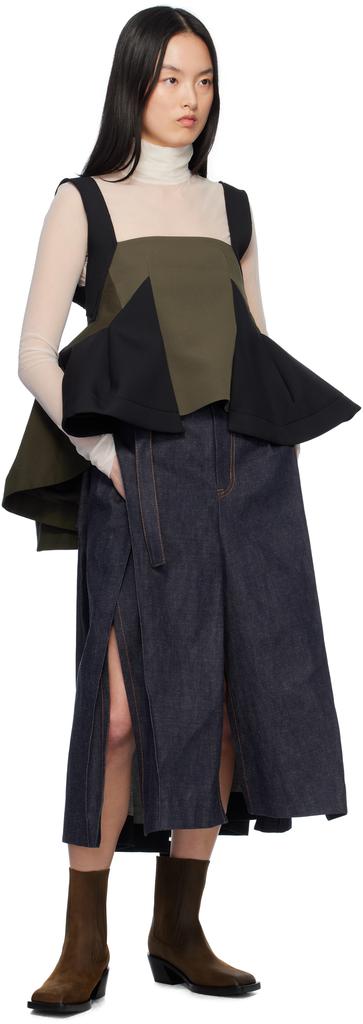Sacai Khaki & Black Matelasse Twill Mix Pullover Tank Top