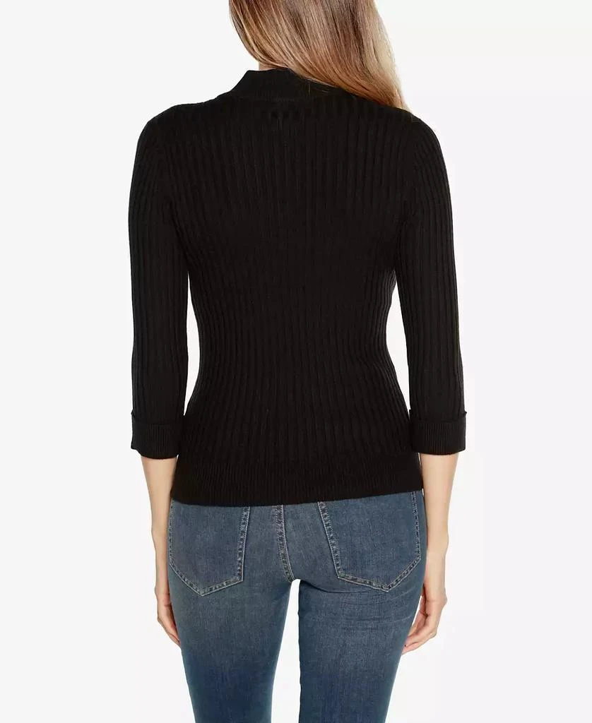Belldini Black Label Women's Ribbed Quarter-Zip Sweater 2