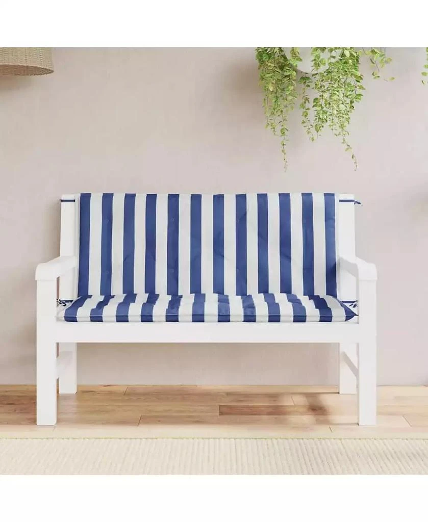vidaXL Garden Bench Cushions 2pcs Blue&White Stripe 47.2"x19.7"x2.8" Fabric 2