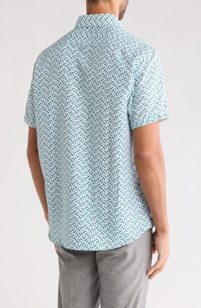TR Premium Geo Print Short Sleeve Button-Up Shirt
