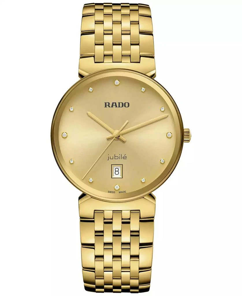 Rado Women's Swiss Florence Diamond (1/20 ct. t.w.) Gold PVD Stainless Steel Bracelet Watch 38mm 1