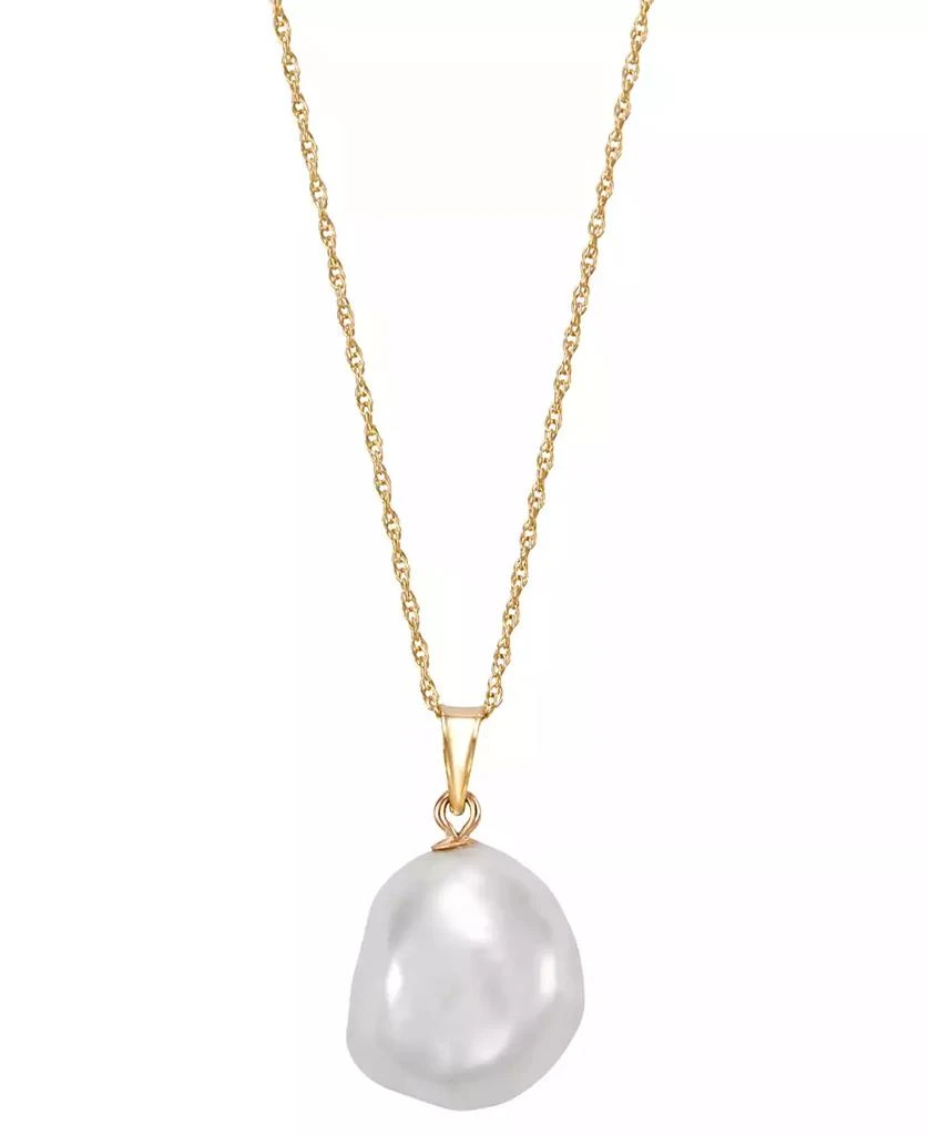 Macy
s Freshwater Pearl Pendant Necklace in 10k Yellow Gold 1