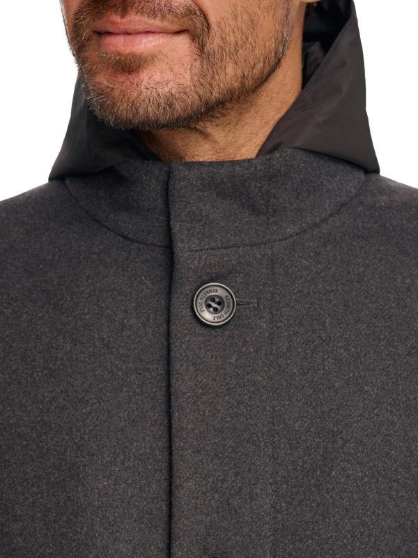 Kenneth Cole Melton Walker Mixed Media Hooded Bib Overcoat 6