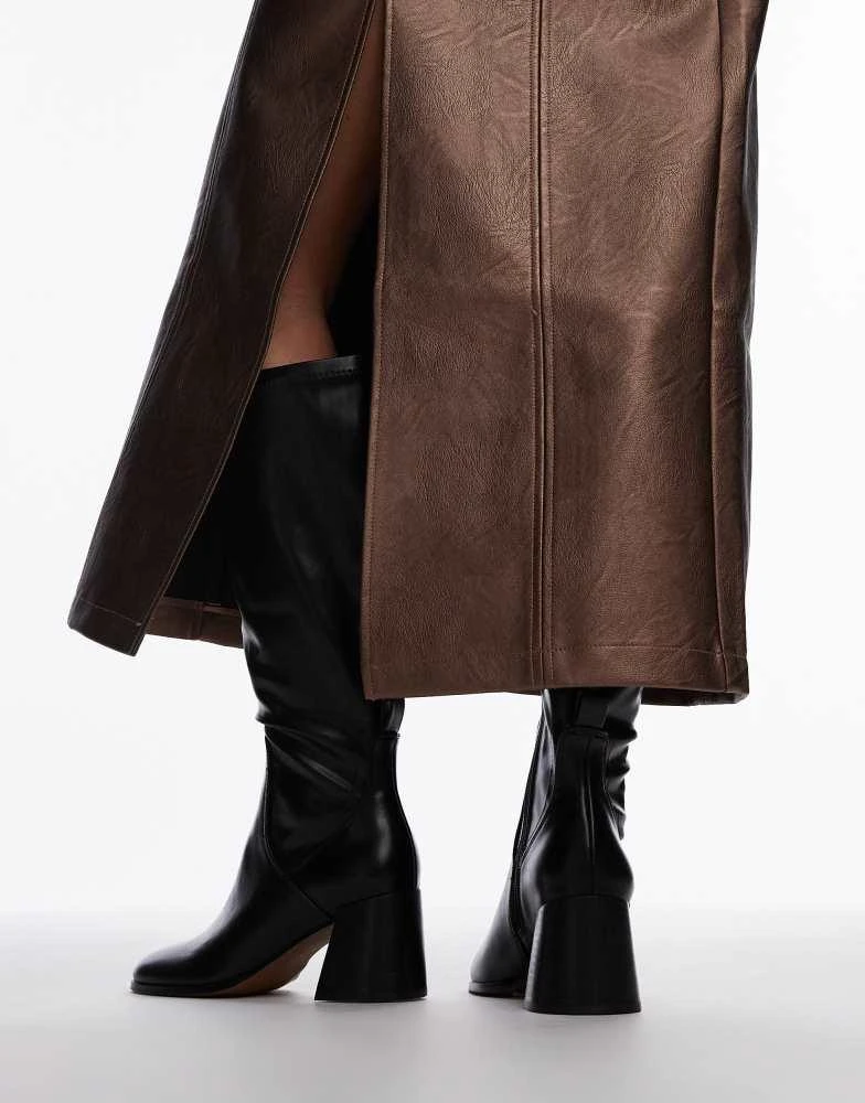 Topshop Topshop Ren knee high heeled boots in black 3