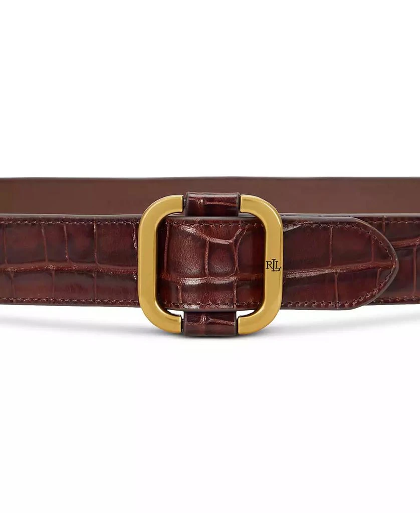 Ralph Lauren Leather Slide-Buckle Croc-Embossed Belt 2