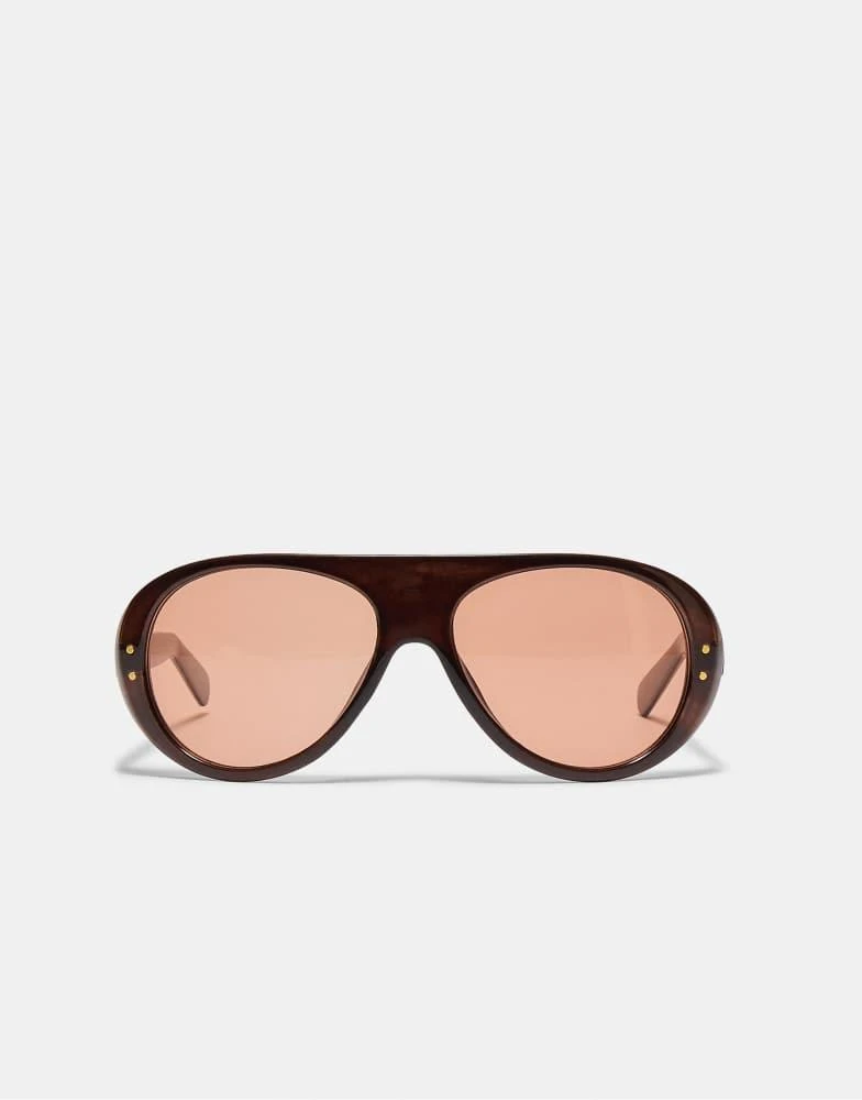 Stradivarius Stradivarius aviator sunglasses in brown  display picture 3
