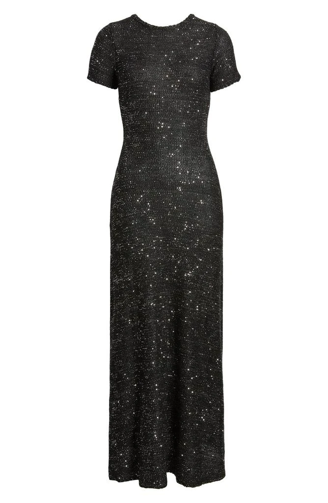 little black dress with black boots Crew neck Short Slv Flower Sweater Dress – Maggy London main image 1
