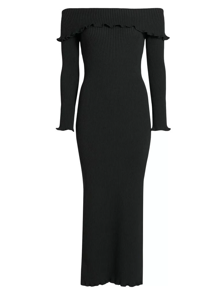 AMUR Meadow Rib-Knit Off-The-Shoulder Midi-Dress 1