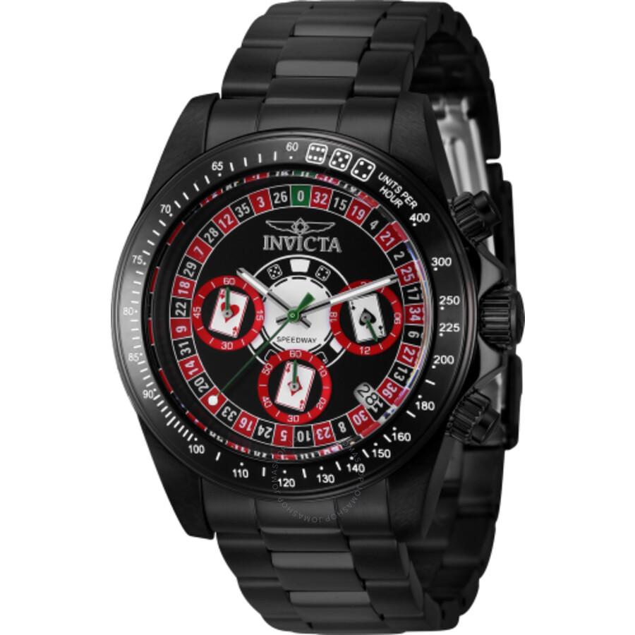 Invicta Speedway Roulette Casino Chronograph GMT Quartz Black Dial Men's Watch 44646