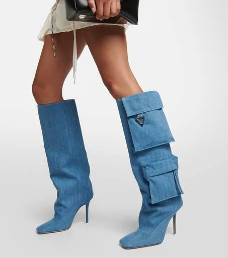 The Attico Sienna Tube denim knee-high boots 4