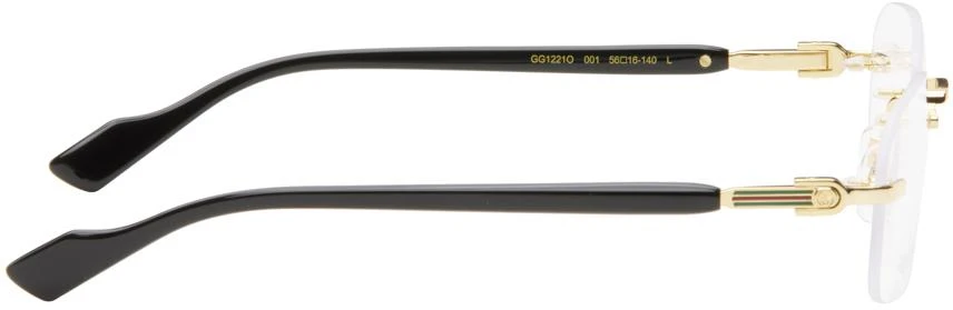 Gucci Gold & Black Rimless Rectangle Glasses 2
